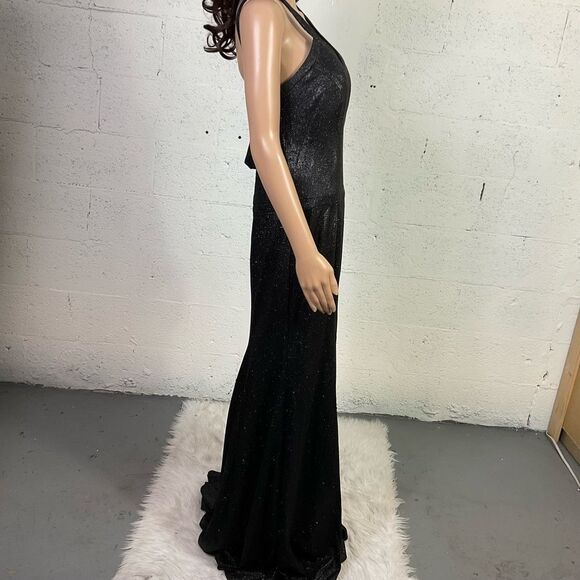 NEW Ellie Wilde Mon Cheri black glitter fit & flare maxi gown dress EW120127 12 - Picture 4 of 9